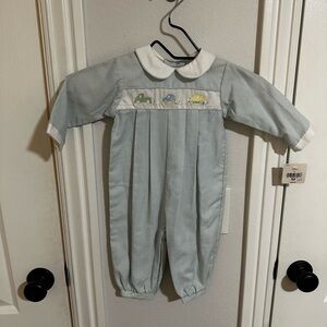 Nursery Rhyme Baby Boy Smocked Car Longall Romper 9M NWT Classic Heirloom